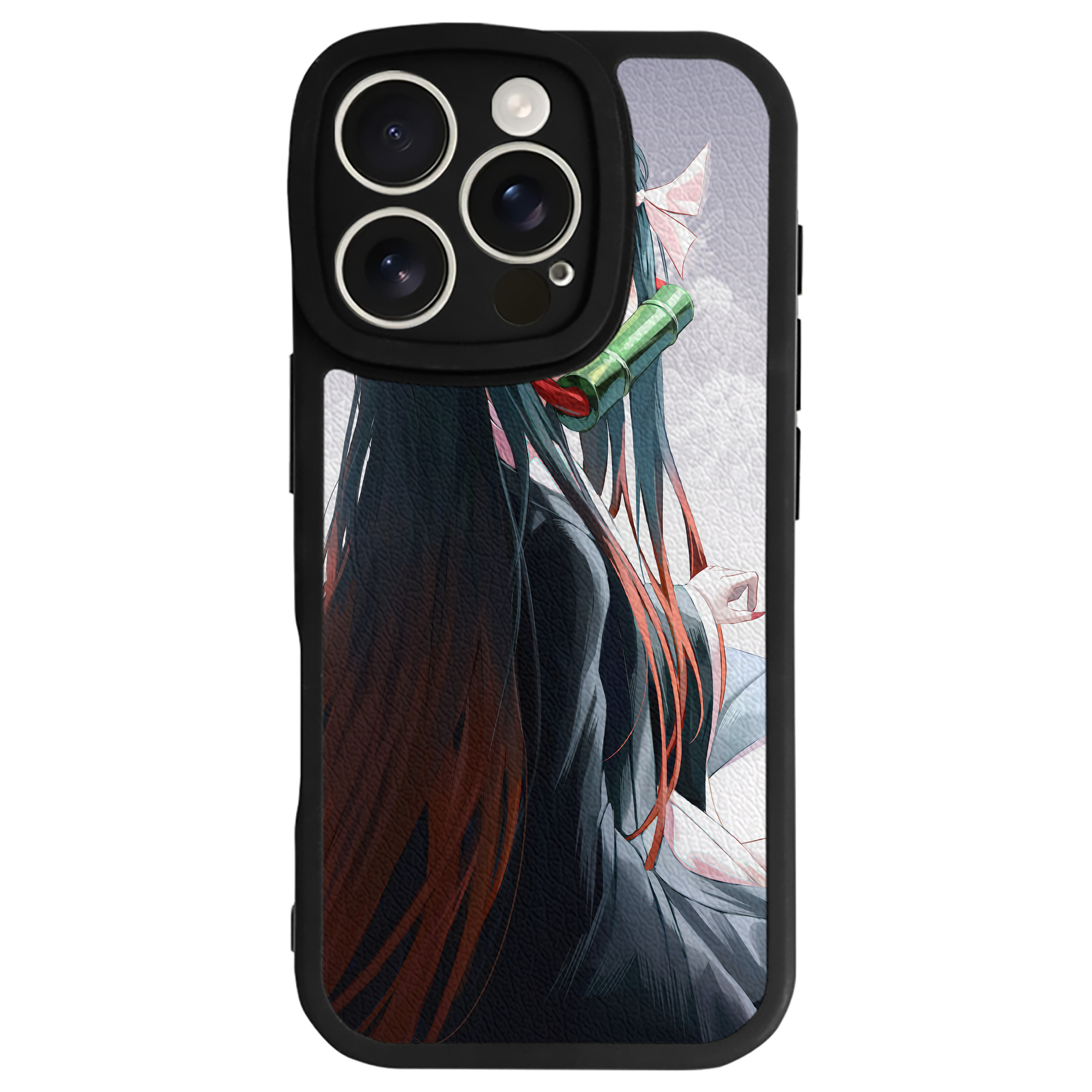 （画像用） 鬼滅の刃（きめつのやいば）竈門 禰󠄀豆子／かまど ねずこ Kamado Nezuko 【iPhone 16シリーズ対応】シリコンスマホケース（レザー調） 材質：シリコン